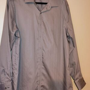 Kenneth Cole Reaction Gray Dress Shirt Long-Sleeved